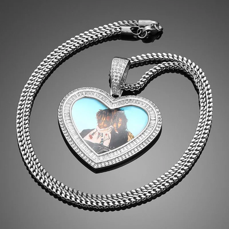 14K Gold Plated Personalized Heart Photo Medallion Necklace- Best Picture Necklace