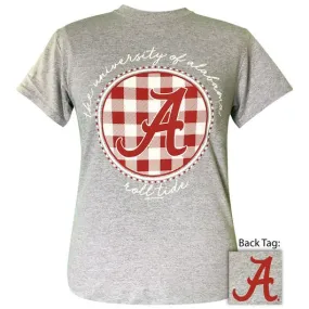 Alabama Crimson Tide Plaid Logo Sports Grey T-Shirt