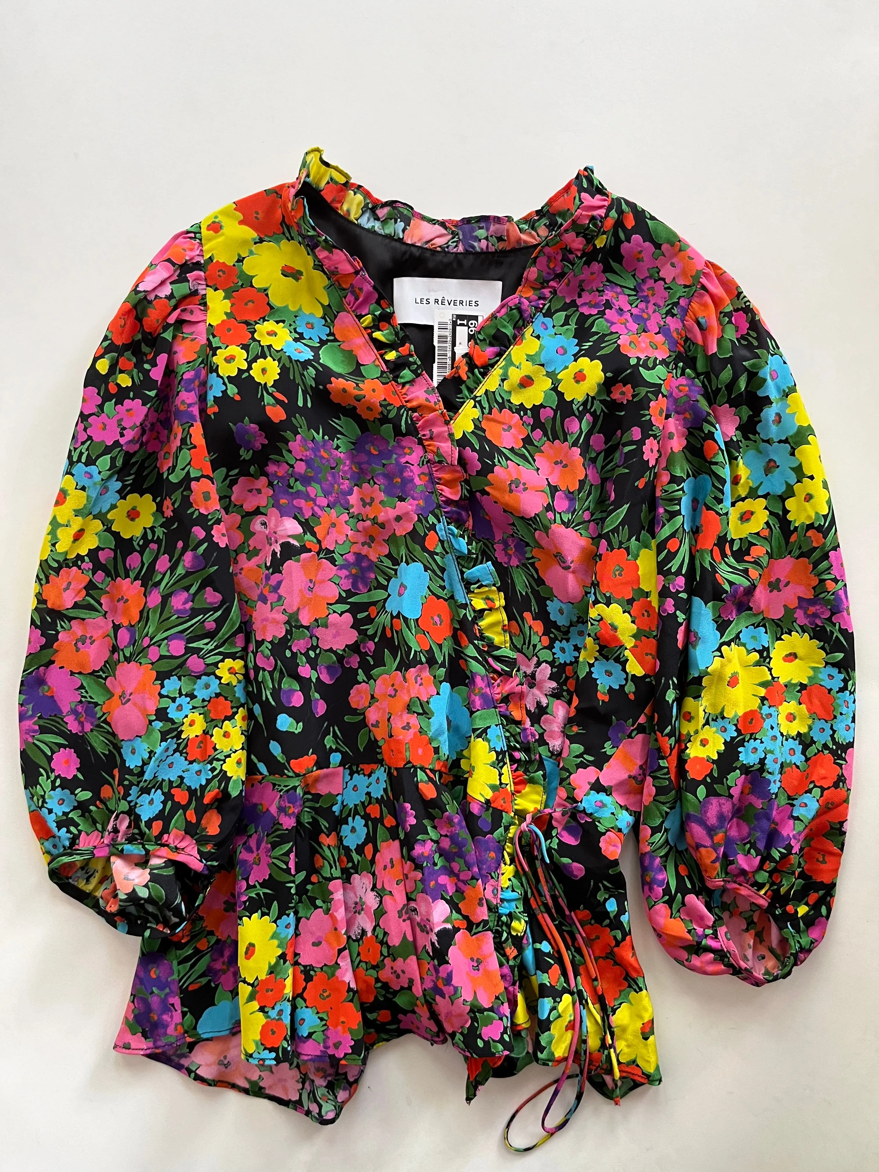 Blouse Long Sleeve By Les Reveries In Floral, Size: S