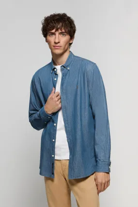 Camisa denim regular fit con logo Rigby Go