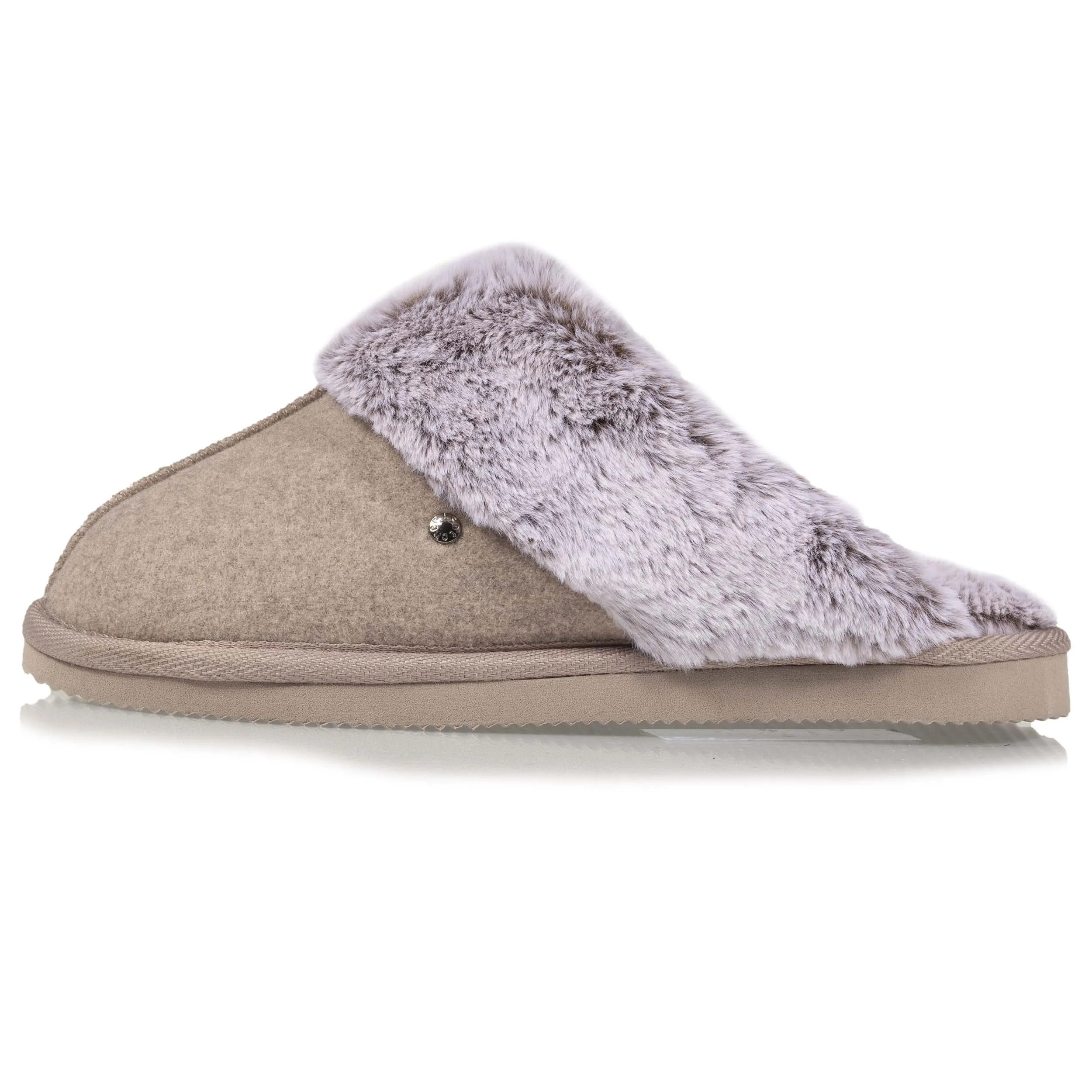 Chaussons mules Femme Taupe Chiné