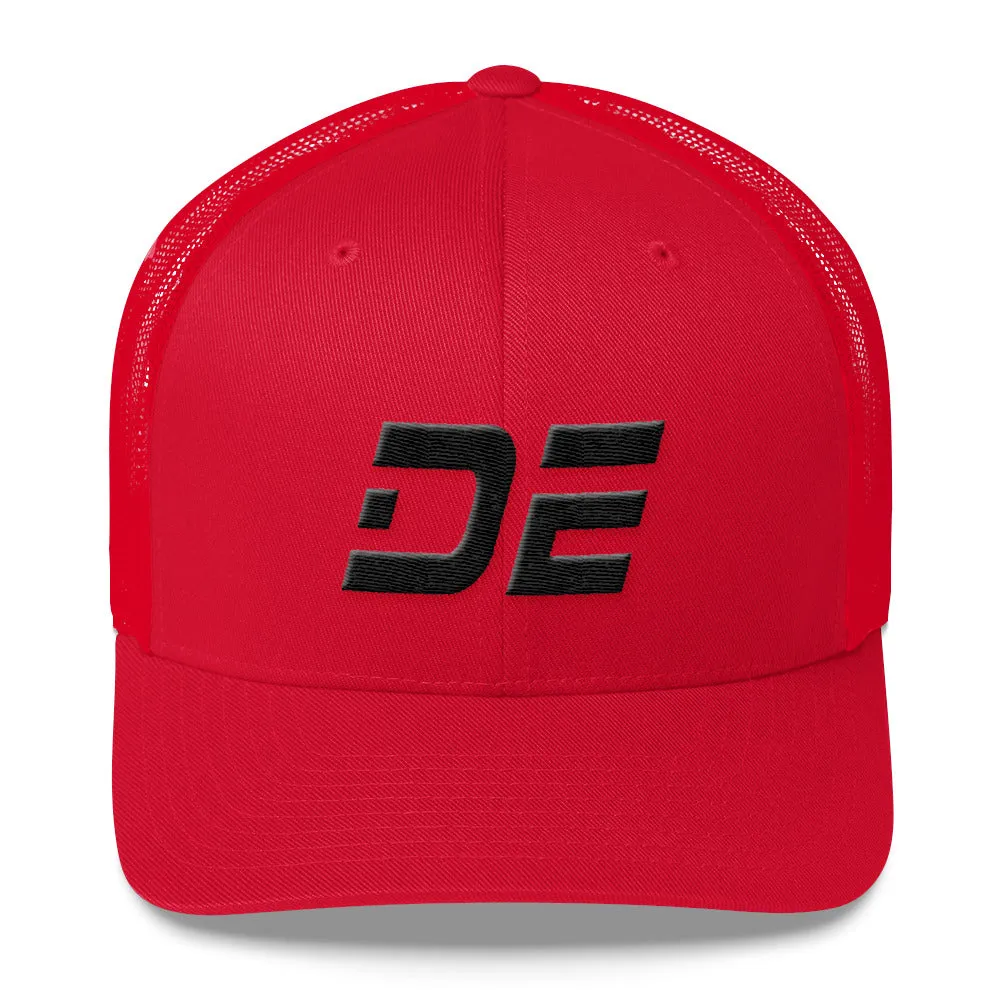 Delaware - Mesh Back Trucker Cap - Black Embroidery - DE - Many Hat Color Options Available