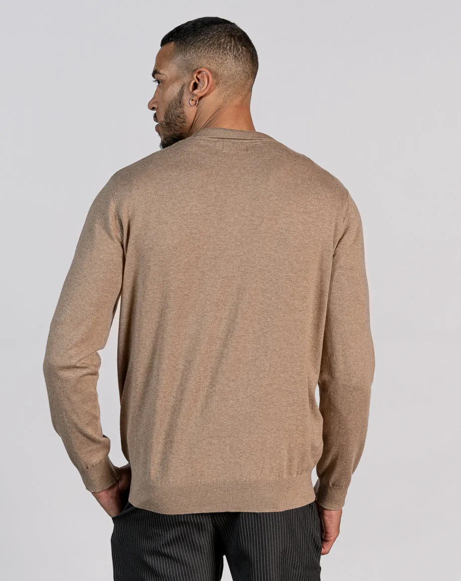 ESSENTIAL BUTTON THROUGH KNITTED SHIRT - LIGHT STONE