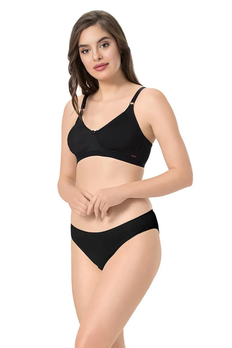 every de Essential Non-Padded Non-Wired Support Full Cover Bra - Black