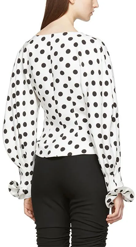 'La Chemise Boutons' White & Black Polka Dot Shirt