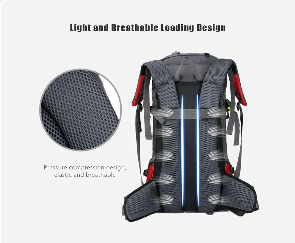 Mochila para acampar al aire libre de 60L con cubierta para lluvia