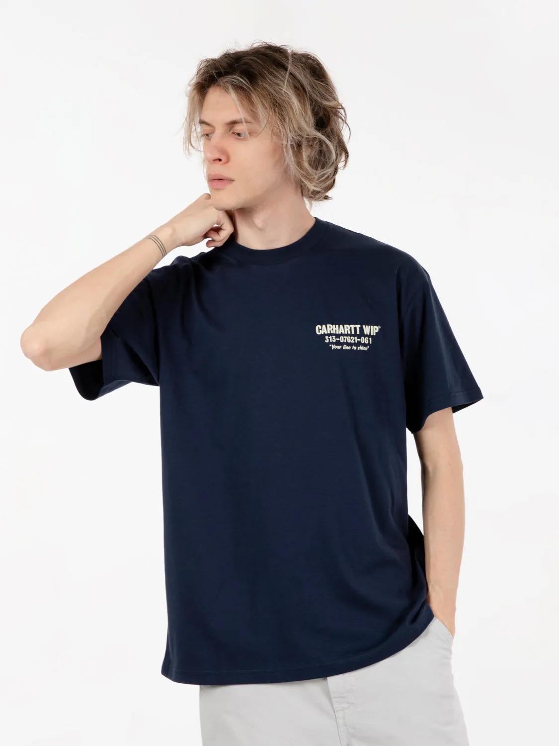 S/S Less troubles t-shirt blue / wax