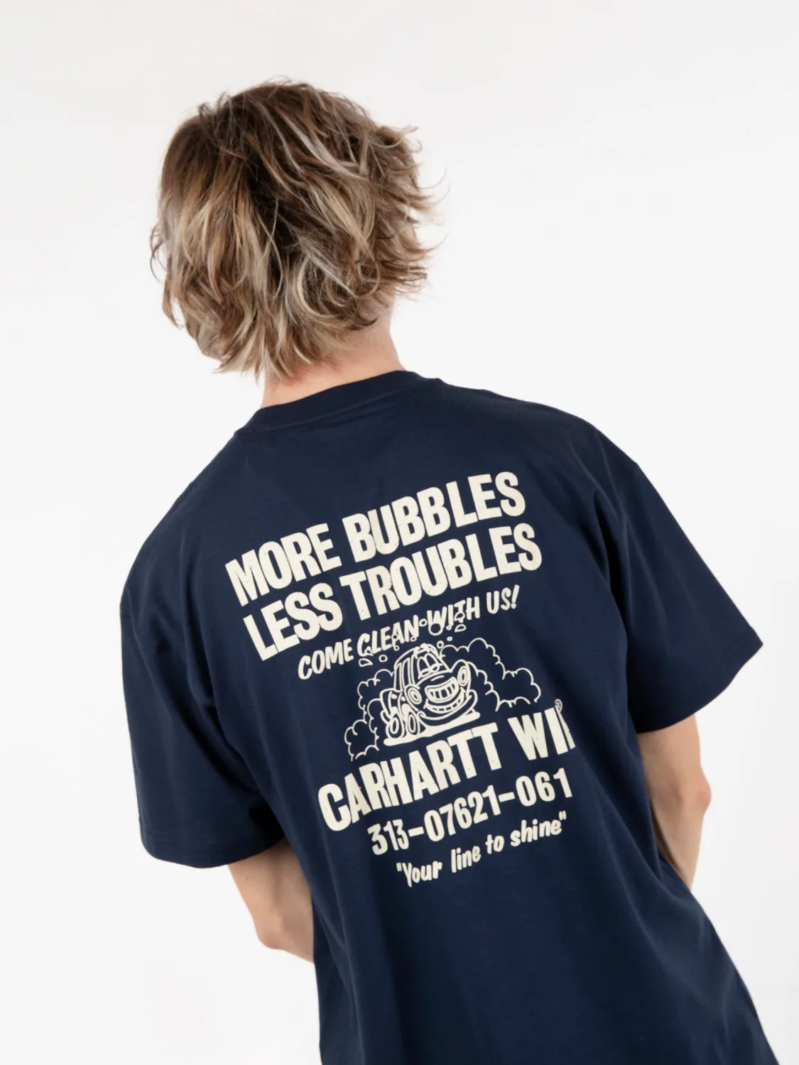 S/S Less troubles t-shirt blue / wax