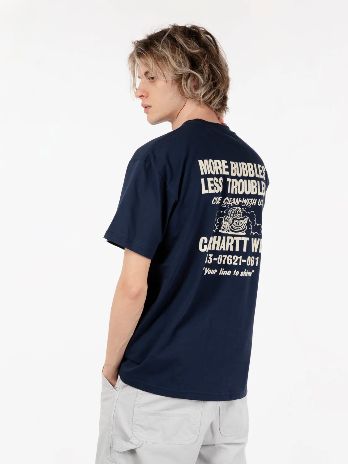 S/S Less troubles t-shirt blue / wax