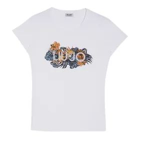 T-shirt Liu-Jo Ecosostenibile Foliage Bianco