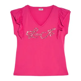 T-shirt Liu-Jo Ecosostenibile Volants Fucsia