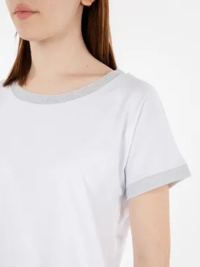 T-shirt orlo lurex bianco / argento