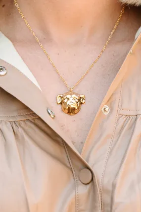 Yochi: Bulldog Gold Pendant Necklace